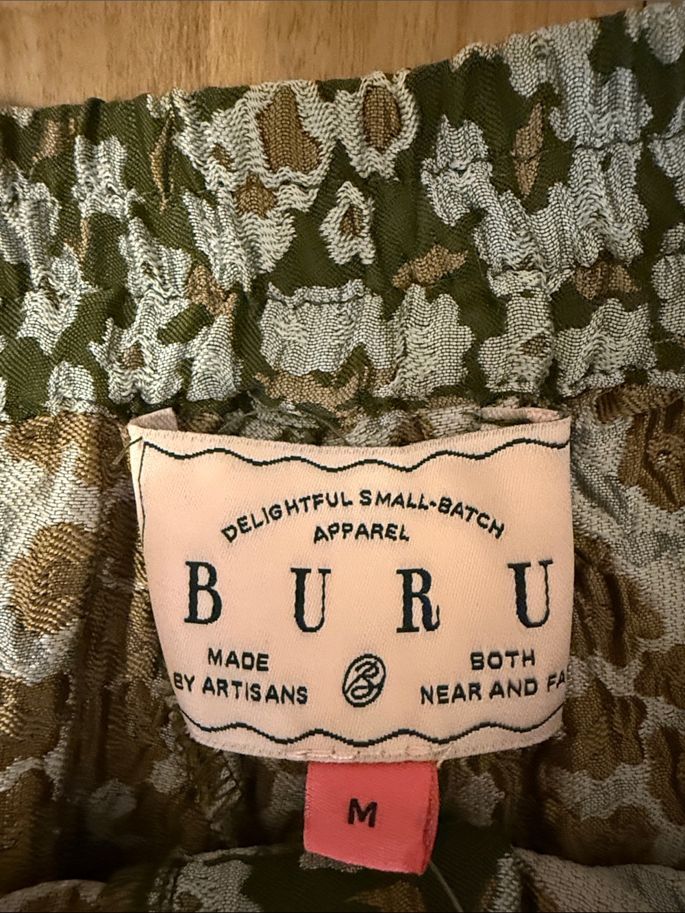 #316. BURU Olive Green Floral Capris - Picture 2 of 4